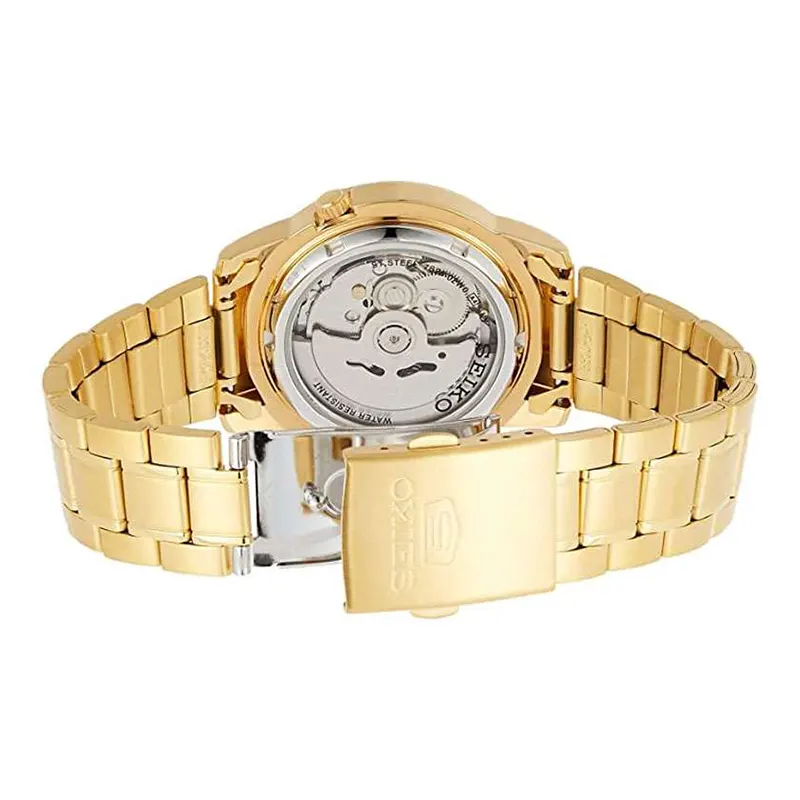 Seiko 5 Automatic Yellow Gold-tone Premium Men's Watch- SNKK20K1